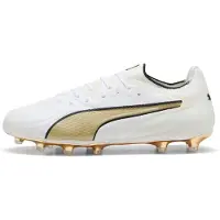 Puma KING 20 ULTIMATE FG/AG Football Boots Unisex, Shoes, White/Metallic Gold/Black, 44