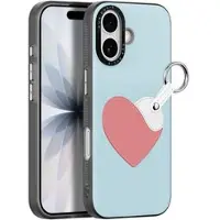 DUX iPhone 17 Luvy-deksel med fingerring/håndstropp - himmelblå / hjerte