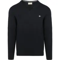Gant for man. 8030562 V-neck jumper in classic navy cotton (M), Casual, Long sleeve