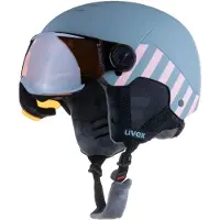 Uvex Rocket JR Visor, Skihjelm med visir, Junior, Rhino/Blush Mat