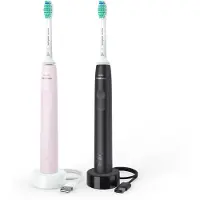 Philips HX3675 Sonicare 3100-serien elektrisk tannbørstesett – svart og rosa