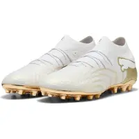 Puma FUTURE 9 ULTIMATE MG Football Boots Unisex, Sports, White/Metallic Gold/Black, 43