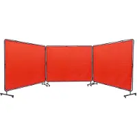 Vevor sveiseskjerm med ramme, 6' x 8' 3 panel sveisegardinskjermer, flammebestandig vinyl sveisebeskyttelsesskjerm på 12 svingbare hjul (6 låsbare), bevegelig og profesjonell for verksted, rød