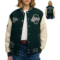 Superdry for woman. W5012061A Patched Varsity Bomber Jacket green (S), Casual, Wool