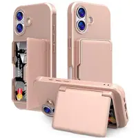 Mtp Products iPhone 17 Hybrid-deksel med Speil og Kortholder - Rosa