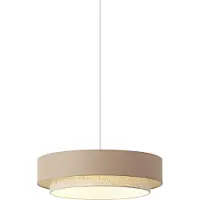 QAZQA Moderne pendellampe beige med natur 50 cm 3 lys - Drum Duo