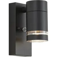 QAZQA Moderne utendørs vegglampe svart IP44 med skumringssensor - Ensam