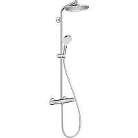 Hansgrohe Crometta S240 brusesystem med Isiflex'B bruserslange 1,60 m, Crometta Vario håndbruser og Crometta S 240 1jet hovedbruser