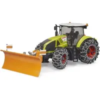 BRUDER Claas Axion 950 with Snow Chains and Plough Blade, Traktor, 4 år, Akrylonitril-butadien-styren (ABS), Sort, Brun, Rød, Gult