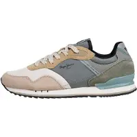 Pepe Jeans for man. PMS400031 London Mind Sneakers green, beige (41), Flat, Laces, Casual