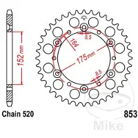 Jt 520 Jtr853.49 Steel Bakre Tannhjul