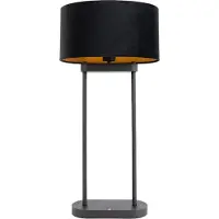 QAZQA Bordlampe svart med svart oval skjerm 35 cm - Thijmen