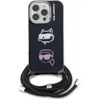 Karl Lagerfeld IML Crossbody Karl&Choupette Head Case for iPhone 16 Pro - Svart
