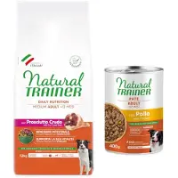 NATURAL TRAINER Økonomipakke 2 x 12 kg Trainer Natural Medium og Maxi - Medium rå skinke