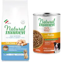 NATURAL TRAINER Puppy & Junior Maxi med kylling - Sparepakke: 2 x 12 kg