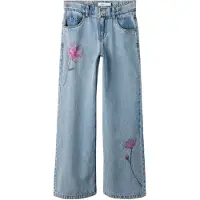 Name it Jeans - Bred - NkfRose - Light Blue Denim/Flower Emballa - - 12 år (152) - Jeans