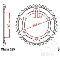 JT Sprockets 525 Jtr6.41 Steel Bakre Tannhjul