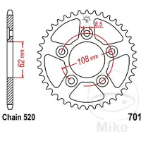 JT Sprockets 520 Jtr701.39 Steel Bakre Tannhjul