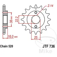 ItalyRacing 520 Jtf736.16 Steel Fremre Tannhjul