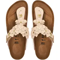 Birkenstock for woman. 1029304 Gizeh Flower Embellishment Leather Sandals (Narrow Fit) light pink (37), Flat, Buckle, Casual