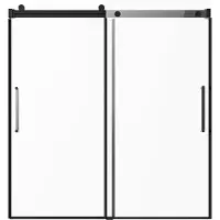 Vevor Rammeløs skyvedør til badekar, 136–152 cm B x 152 cm H, Rammeløs dusjdør i glass, Rammeløs dobbel skyvedør til badekar med 13,5 cm klart herdet glass og håndtak i rustfritt stål, svart utførelse