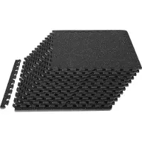Vevor 12 stk. 12,70 mm tykke treningsmatter, 60,96 x 60,96 cm EVA-skum- og gummibelegg med sammenlåsende treningsmatter med 4,46 m² dekning, vanntett treningsmattegulv for treningsstudio, hjem, garasj