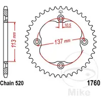 JT Sprockets 520 Jtr1760.40 Steel Bakre Tannhjul
