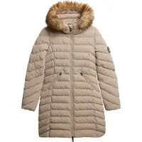 Superdry for woman. W5011999A Fuji Faux beige coat (L), Casual, Recycled Polister, Sustainable
