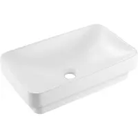 Vevor Delvis innfelt servant, 490 x 305 mm rektangulær hvit keramisk servant med 45 mm avløpshull, nedfellbar moderne toalettservant, rektangulær for baderom med liten plass