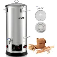 Vevor elektrisk bryggesystem, 8 gallon/30 l bryggekanne for hjemmebrygging, kropp i 304 rustfritt stål, meskekoker med integrert indre fat og forsterket håndtak, 25–100 ℃ temperatur