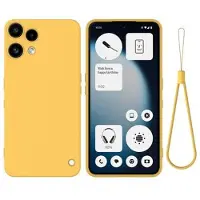 Mtp Products Nothing Phone (3a) Lite Flytende silikon-deksel med håndstropp - gul