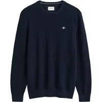 Gant for man. 8030291 Navy Textured Sweater (XL), Casual, Organic Cotton