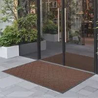 Vevor inngangsdørmatte, 1194 x 889 mm kommersiell gulvmatte for innendørs og utendørs bruk, moderne stilig teppe med TPE-bakside, kraftig vaskbart industrielt teppe for gang, balkong, garasje, brun