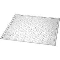 Vevor Kumlokk med ramme, 500 x 500 mm firkantet septiktanklokk med base, kraftig sklisikker inspeksjonsdeksel for avløpsrenne i karbonstål for fortau og hager