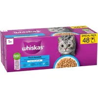 Whiskas Megapakke 1+ Adult porsjonsposer 48 x 85 g - Fiskeutvalg i gelè