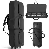 Vevor keyboardetui med 88 tangenter, 1040 x 430 x 130 mm innvendig, polstret pianokuvert med hjul, solid håndtak, oppbevaring med 3 lommer, gigbag med glatte hjul, for 88-tangenters keyboarder og elek