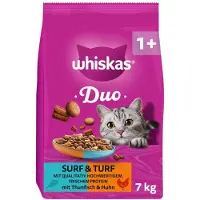 Whiskas 1+ Duo Surf & Turf tunfisk & kylling - Sparepakke: 2 x 7 kg