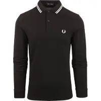 Fred perry for man. M3636 Black long-sleeve Twin Tipped polo shirt (L), Casual, Cotton, Long sleeve
