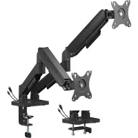 Gembird - Monteringssett (bordmonteringsarm) - justerbar arm - for 2 LCD/plasma-paneler - USB ports - stål, plastikk - finteksturert svart - skjermstørrelse: 17-32 - skrivebordsmonterbar