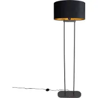 QAZQA Gulvlampe svart med svart oval skjerm 50 cm - Thijmen