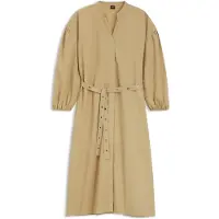 BOSS for woman. 50559266 Brown poplin shirt dress (38), Casual, Cotton, Classic, Long sleeve