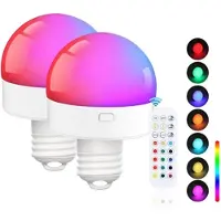 Mtp Products Oppladbar lyspære m. RGB og fjernkontroll - E27 - 2 stk.