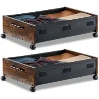 Vevor Oppbevaring under sengen med hjul, 650 x 460 x 180 mm beholdere under sengen, skoorganisator under sengen med låsbare hjul, rullende oppbevaringsbokser under sengen for klær, sko, tepper, 2-pakn