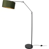 QAZQA Gulvlampe svart justerbar med grønn skjerm og gullinteriør 50 cm - Editor