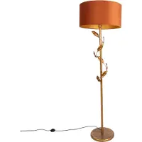 QAZQA Gulvlampe gull med oransje skjerm og gullinteriør 50 cm - Linden