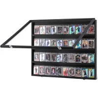Vevor 36 gradert sportskortutstillingsveske, 30,5x24,3x2,1 tommer, baseballkortdisplayramme med 98 % UV-beskyttelse Clear View PC-glass, låsbart veggskap for fotballbasketballhockey-handelskort