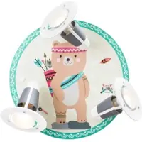Elobra Vegglampe Little Indians, Bamse Bjørn, gul-grønn