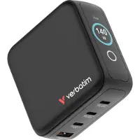 Verbatim 30240 Mini GaN-lader 140W 4-ports med display, svart