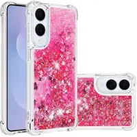 Mtp Products Samsung Galaxy S25 Edge Glitter Quicksand TPU-deksel - Rosa hjerter