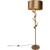 QAZQA Gulvlampe gull med bronsefarget skjerm og gullinteriør 50 cm – Linden